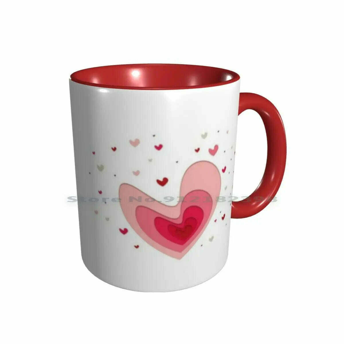 Papercut-Hearts Ceramic Mugs Coffee Cups Milk Tea Mug Heart Hearts Papercut Pink Red Love Mother Day Saint Valentin Romantic, Double Red Mug / One Size, KIMLUD Women's Clothes