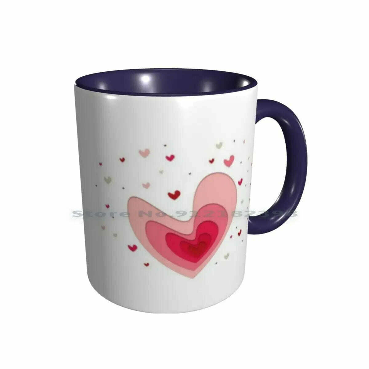 KIMLUD, Papercut-Hearts Ceramic Mugs Coffee Cups Milk Tea Mug Heart Hearts Papercut Pink Red Love Mother Day Saint Valentin Romantic, Double Navy Mug / One Size, KIMLUD Womens Clothes