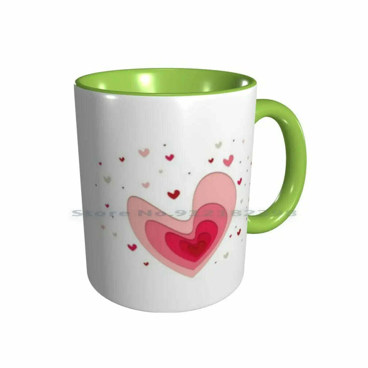 KIMLUD, Papercut-Hearts Ceramic Mugs Coffee Cups Milk Tea Mug Heart Hearts Papercut Pink Red Love Mother Day Saint Valentin Romantic, Double Green Mug / One Size, KIMLUD Women's Clothes
