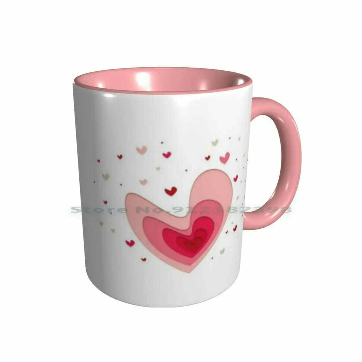 KIMLUD, Papercut-Hearts Ceramic Mugs Coffee Cups Milk Tea Mug Heart Hearts Papercut Pink Red Love Mother Day Saint Valentin Romantic, Double Pink Mug / One Size, KIMLUD Womens Clothes
