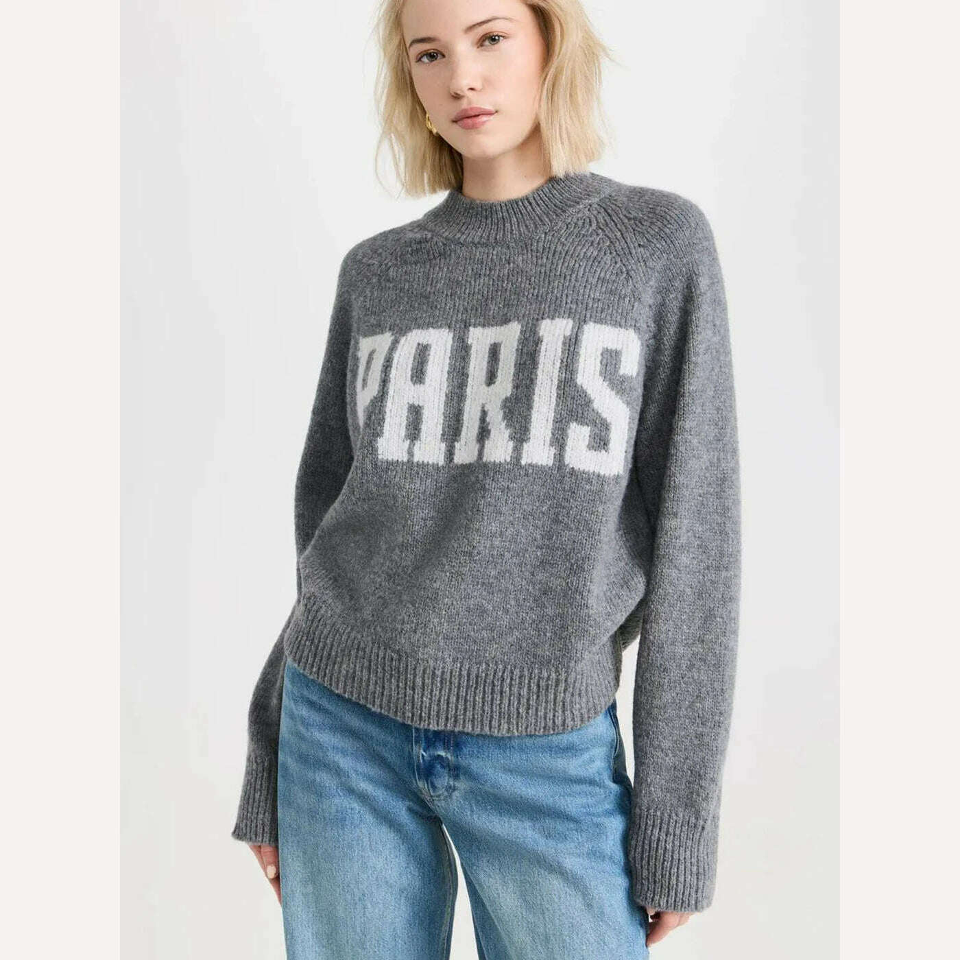 KIMLUD, Paris Cashmere Sweaters For Women Autumn Winter Clothes 2023 Designer Fashion Pullovers Sweater Casual Jumper Tops Female, KIMLUD Womens Clothes
