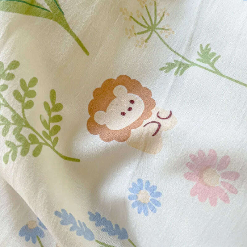 Pastoral Girls Flower Bedding Sets, Washed Cotton Bed Linens, Soft Quilt Cover Sheet Set, Simple Bedspread, Home Textiles - KIMLUD