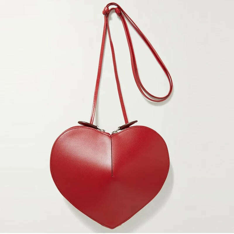 KIMLUD, Peach Heart Shape Luxury Designer Handbags For Women 2023 New Fashion Purse Simple Versatile Lady Small Shoulder Crossbody Bags, red, KIMLUD Womens Clothes