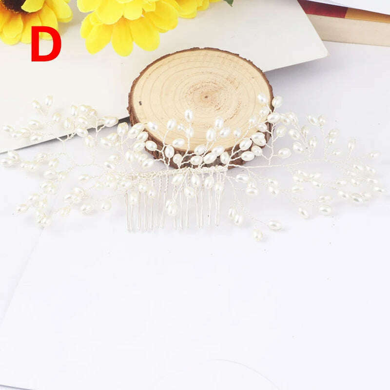 KIMLUD, Pearl Crystal Wedding Hair Combs Tiara For Bride Rhinestone Flower Hairpins Bridal Headpiece Jewelry Hair Ornaments Accessories, 22, KIMLUD Womens Clothes