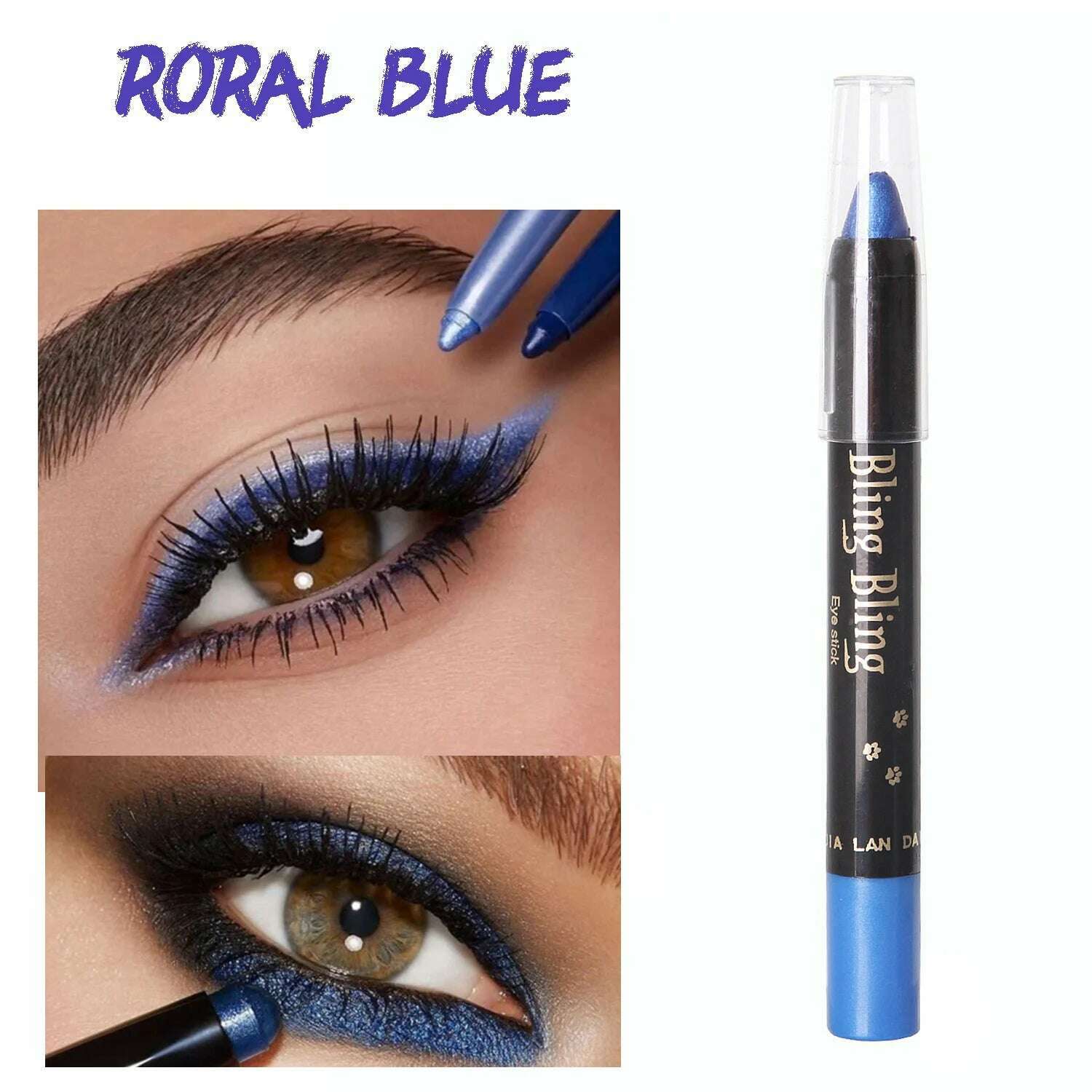 KIMLUD, Pearlescent Glitter Eyeshadow Pen Eye Shadow Pencil Waterproof Matte Cream Nude Eye Makeup Pigment Silkworm Eyeliner Shadow Pen, Royal blue, KIMLUD Womens Clothes