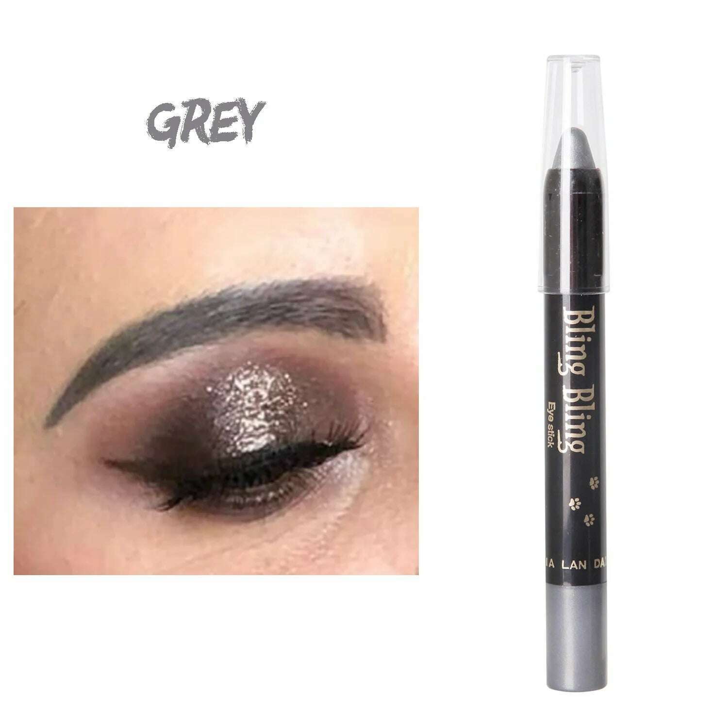 KIMLUD, Pearlescent Glitter Eyeshadow Pen Eye Shadow Pencil Waterproof Matte Cream Nude Eye Makeup Pigment Silkworm Eyeliner Shadow Pen, Grey, KIMLUD Womens Clothes