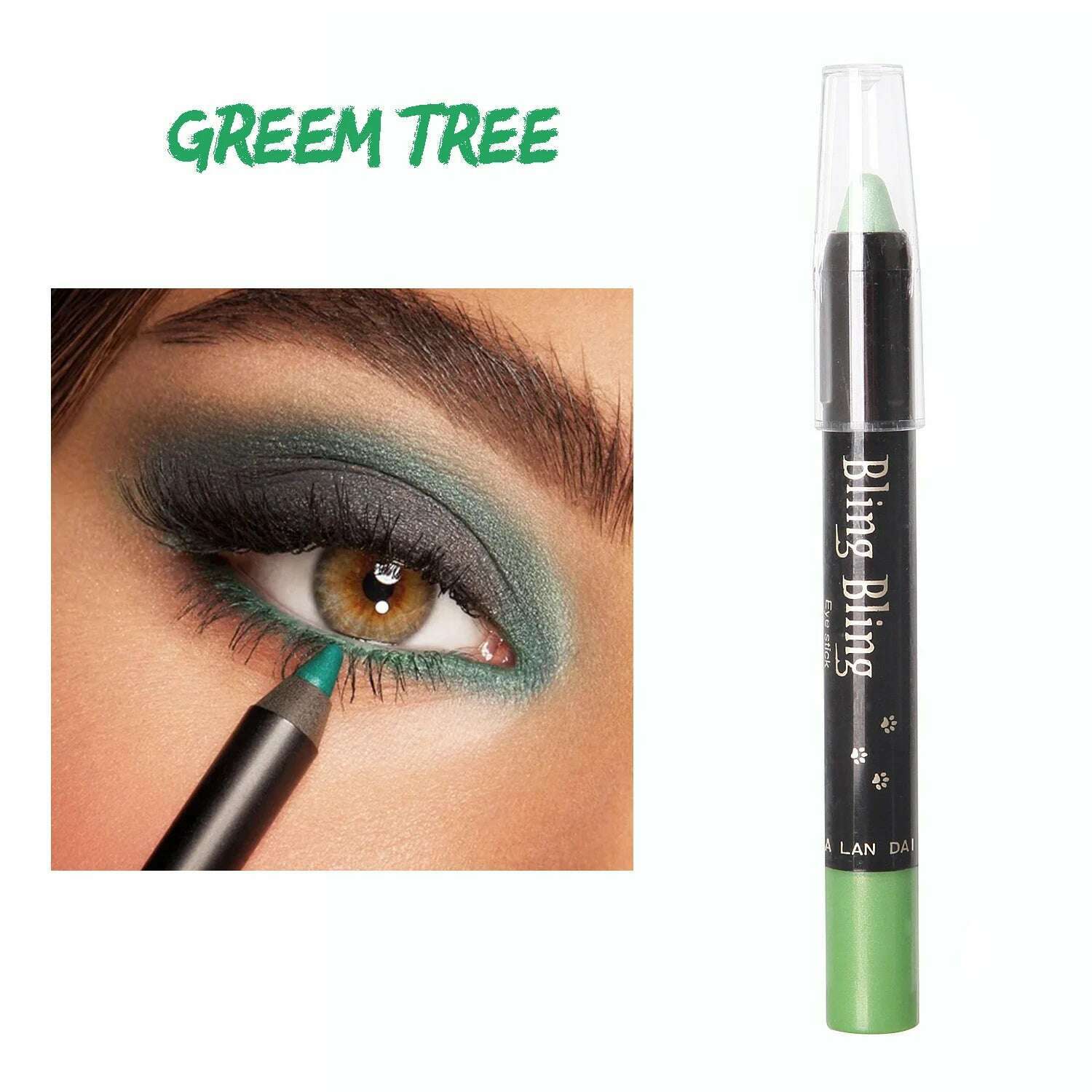 KIMLUD, Pearlescent Glitter Eyeshadow Pen Eye Shadow Pencil Waterproof Matte Cream Nude Eye Makeup Pigment Silkworm Eyeliner Shadow Pen, Green Tree, KIMLUD Womens Clothes