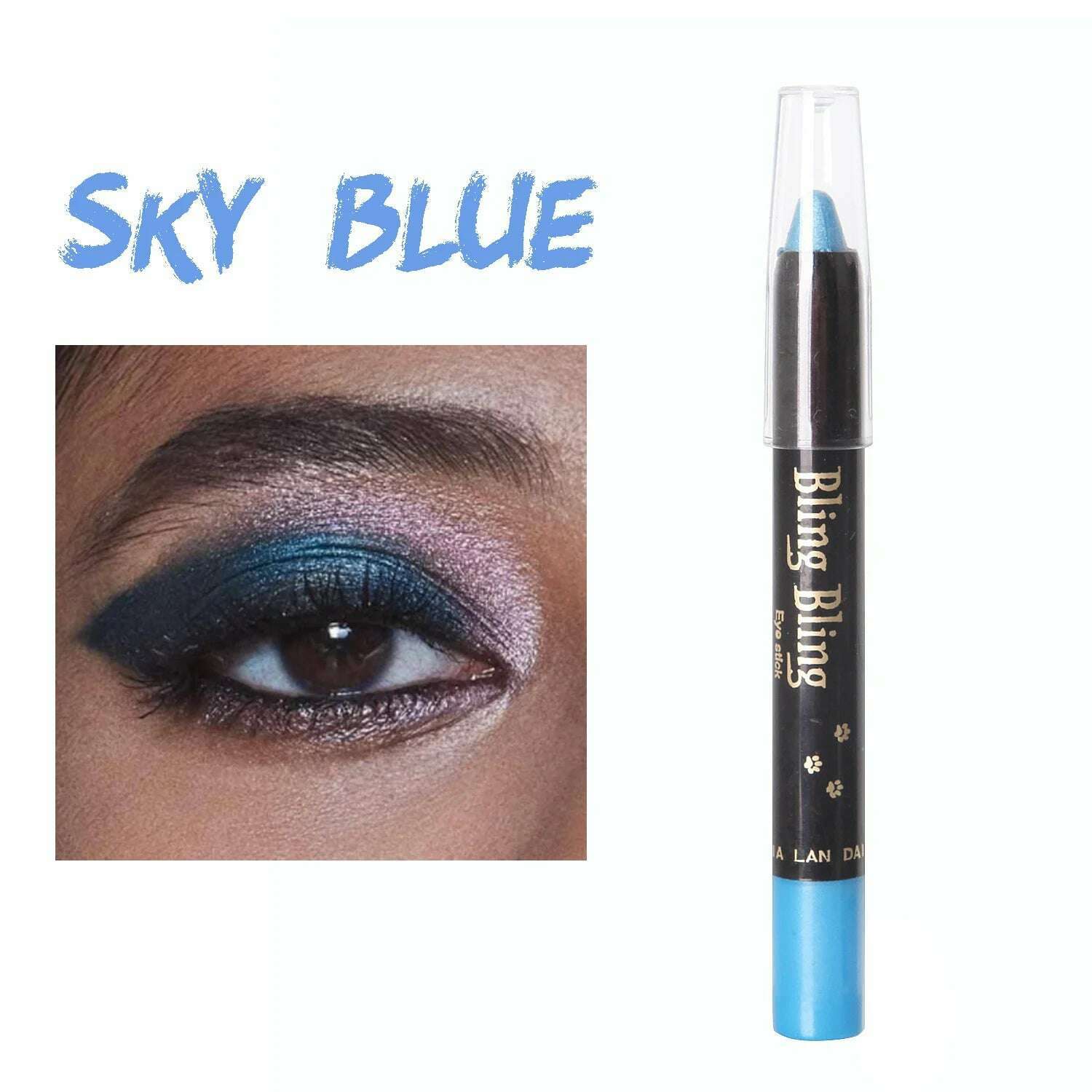 KIMLUD, Pearlescent Glitter Eyeshadow Pen Eye Shadow Pencil Waterproof Matte Cream Nude Eye Makeup Pigment Silkworm Eyeliner Shadow Pen, Sky blue, KIMLUD Womens Clothes