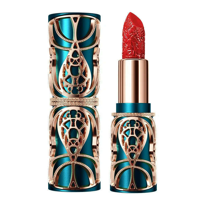KIMLUD, Phoenix Feather Yue Makeup Carved Lipstick Silky Color Vintage Flower Makeup Red National Style Texture, KIMLUD Women's Clothes