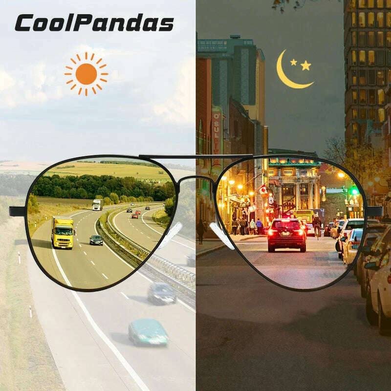 Photochromic Sunglasses Men Polarized Aviation Day Night Vision Glasses for Driving Women Anti-UV Goggle oculos de sol masculino - KIMLUD