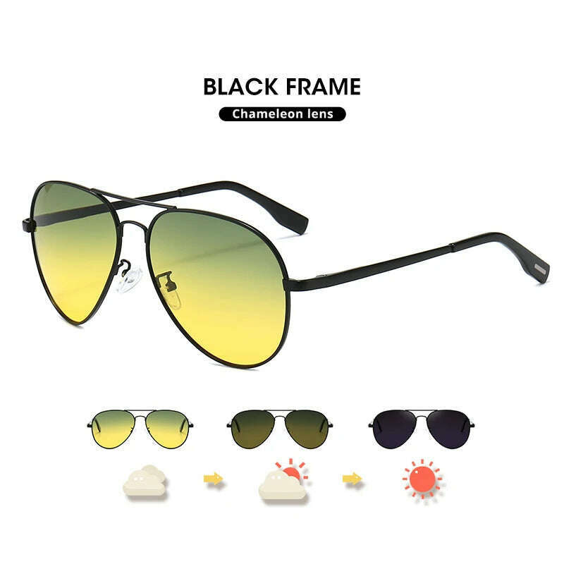 Photochromic Sunglasses Men Polarized Aviation Day Night Vision Glasses for Driving Women Anti-UV Goggle oculos de sol masculino - KIMLUD