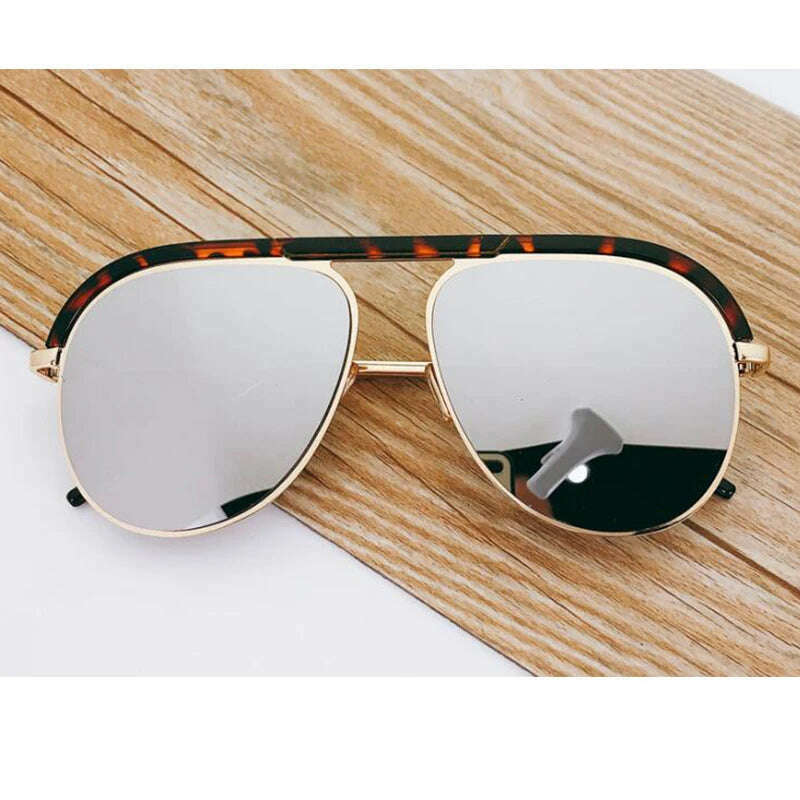 KIMLUD, Pilot Designer Oversized Sunglasses Luxury Brand Shades For Women Trendy White Glasses Vintage Retro Sun Glasses Mirror Oculos, KIMLUD Womens Clothes