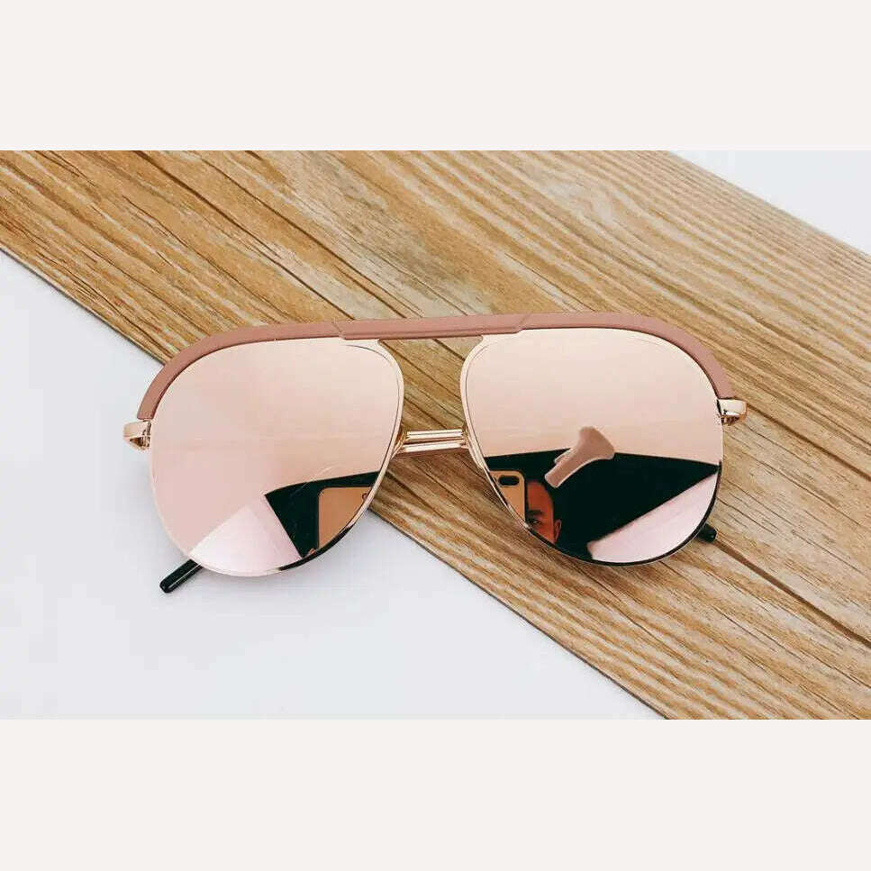 KIMLUD, Pilot Designer Oversized Sunglasses Luxury Brand Shades For Women Trendy White Glasses Vintage Retro Sun Glasses Mirror Oculos, pink mirror, KIMLUD Women's Clothes