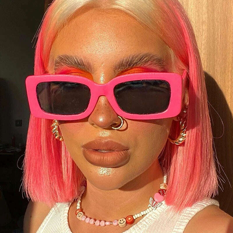 Pink Purple Square Sunglasses Women Small Frame Jelly Color Sun Glasses UV400 Protection Shades Party Decoration Female Eyewear - KIMLUD