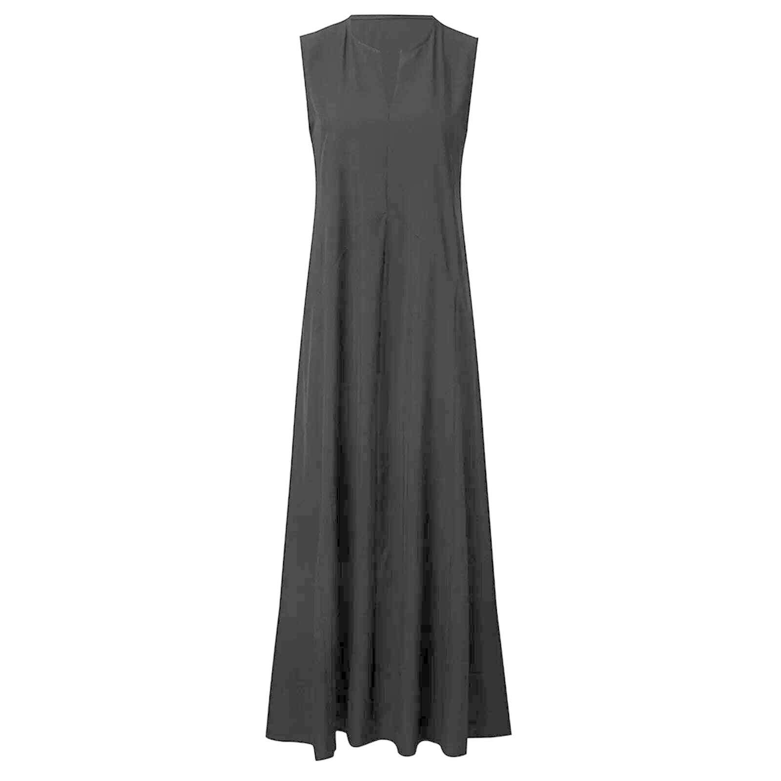 KIMLUD, Plus Size 2023 New Arrival Women Summer Dresses Vintage Daily Casual Sleeveless Long Dresses Cotton Blend Summer Dress Vestidos, KIMLUD Womens Clothes