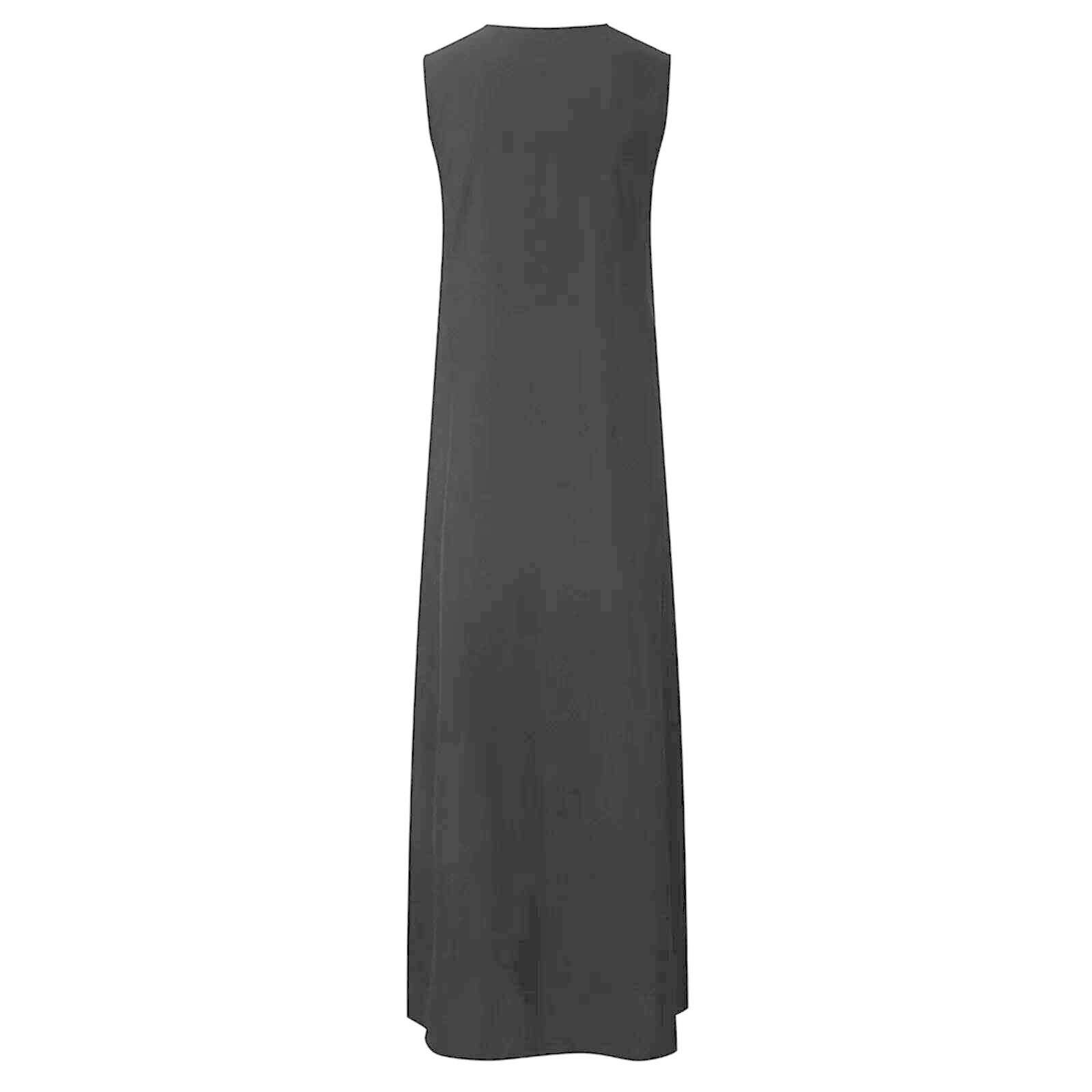 KIMLUD, Plus Size 2023 New Arrival Women Summer Dresses Vintage Daily Casual Sleeveless Long Dresses Cotton Blend Summer Dress Vestidos, KIMLUD Womens Clothes
