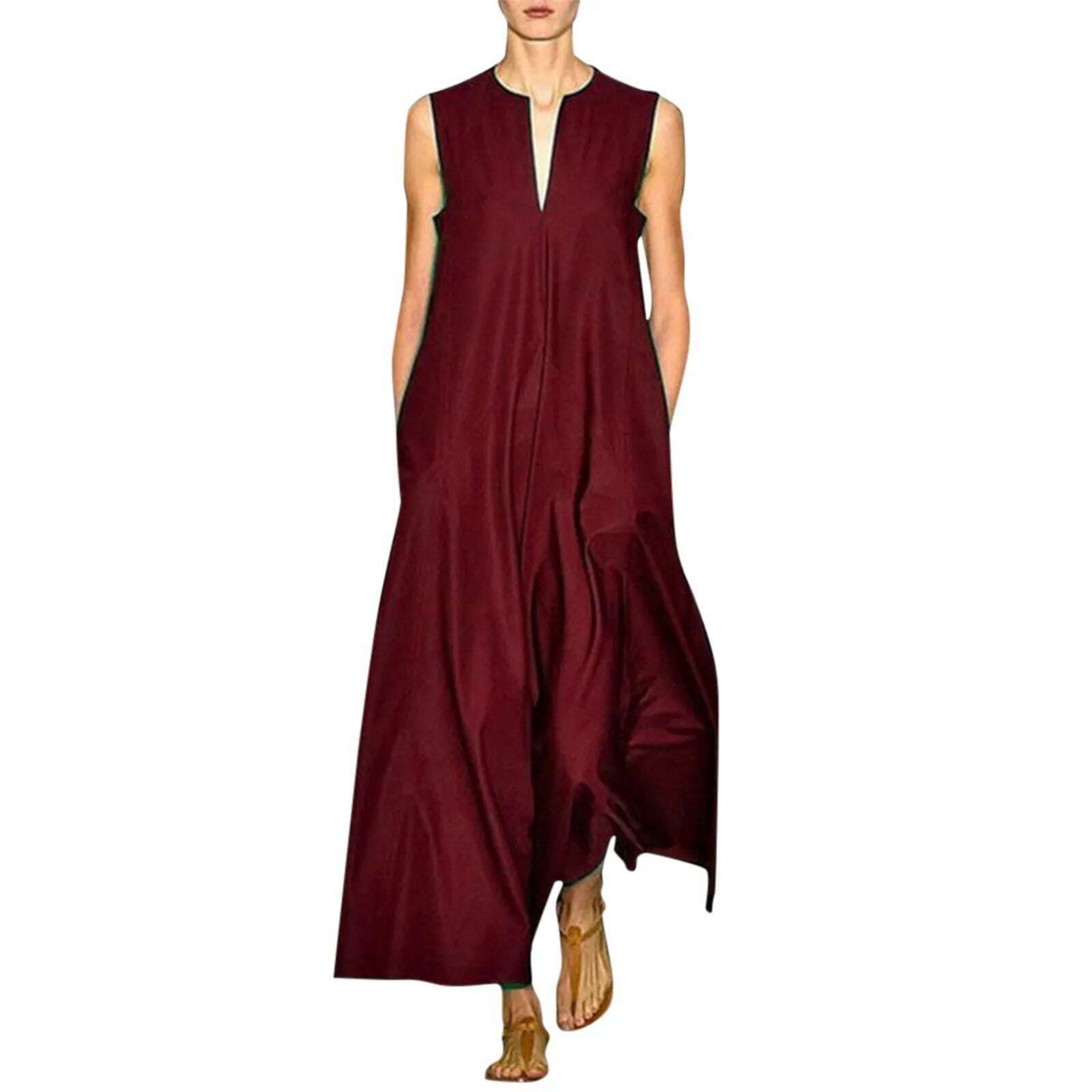 KIMLUD, Plus Size 2023 New Arrival Women Summer Dresses Vintage Daily Casual Sleeveless Long Dresses Cotton Blend Summer Dress Vestidos, KIMLUD Womens Clothes
