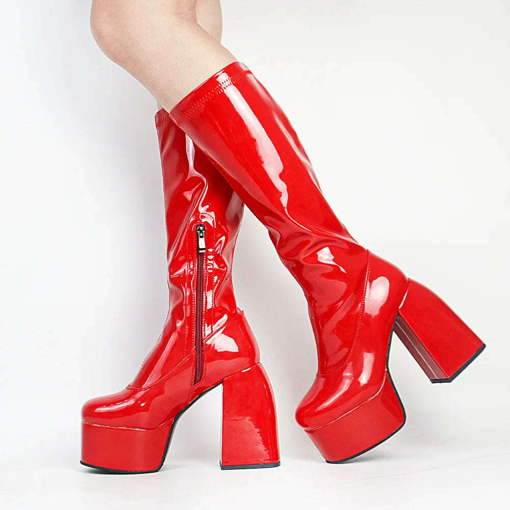 Plus Size 48 Brand New Ladies Platform Thigh High Boots Fashion Thick High Heels Over The Knee Boots Women Party Shoes Woman - KIMLUD