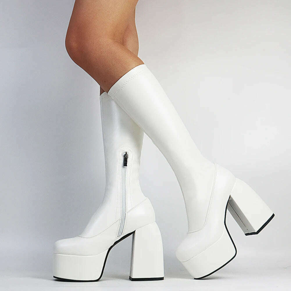 Plus Size 48 Brand New Ladies Platform Thigh High Boots Fashion Thick High Heels Over The Knee Boots Women Party Shoes Woman - KIMLUD