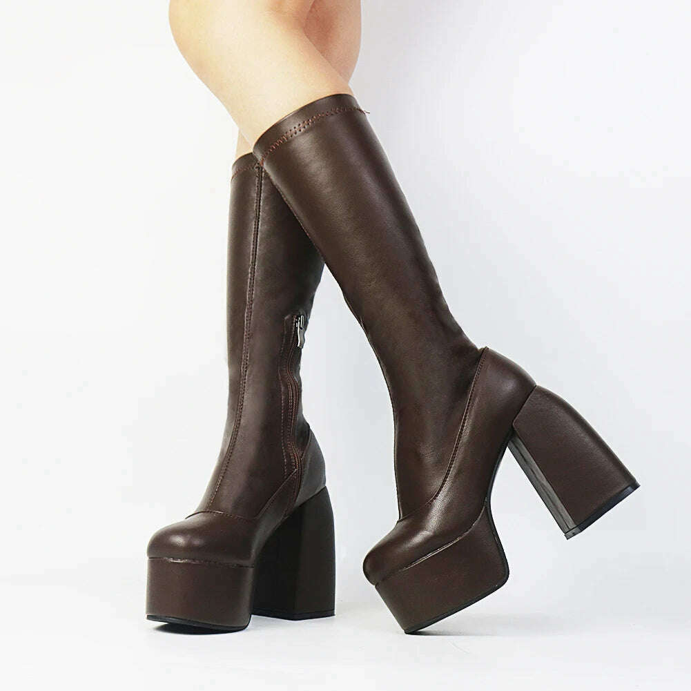 Plus Size 48 Brand New Ladies Platform Thigh High Boots Fashion Thick High Heels Over The Knee Boots Women Party Shoes Woman - KIMLUD