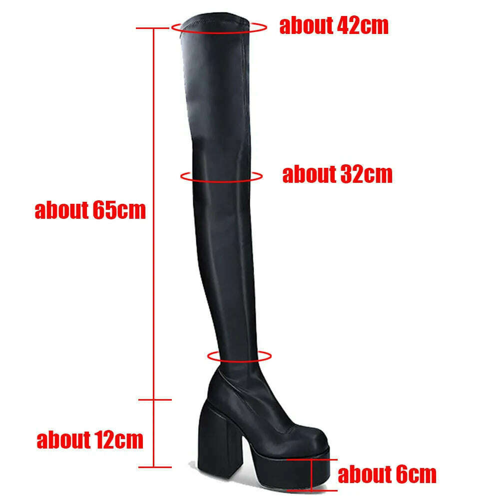 KIMLUD, Plus Size 48 Brand New Ladies Platform Thigh High Boots Fashion Thick High Heels Over The Knee Boots Women Party Shoes Woman, KIMLUD Womens Clothes