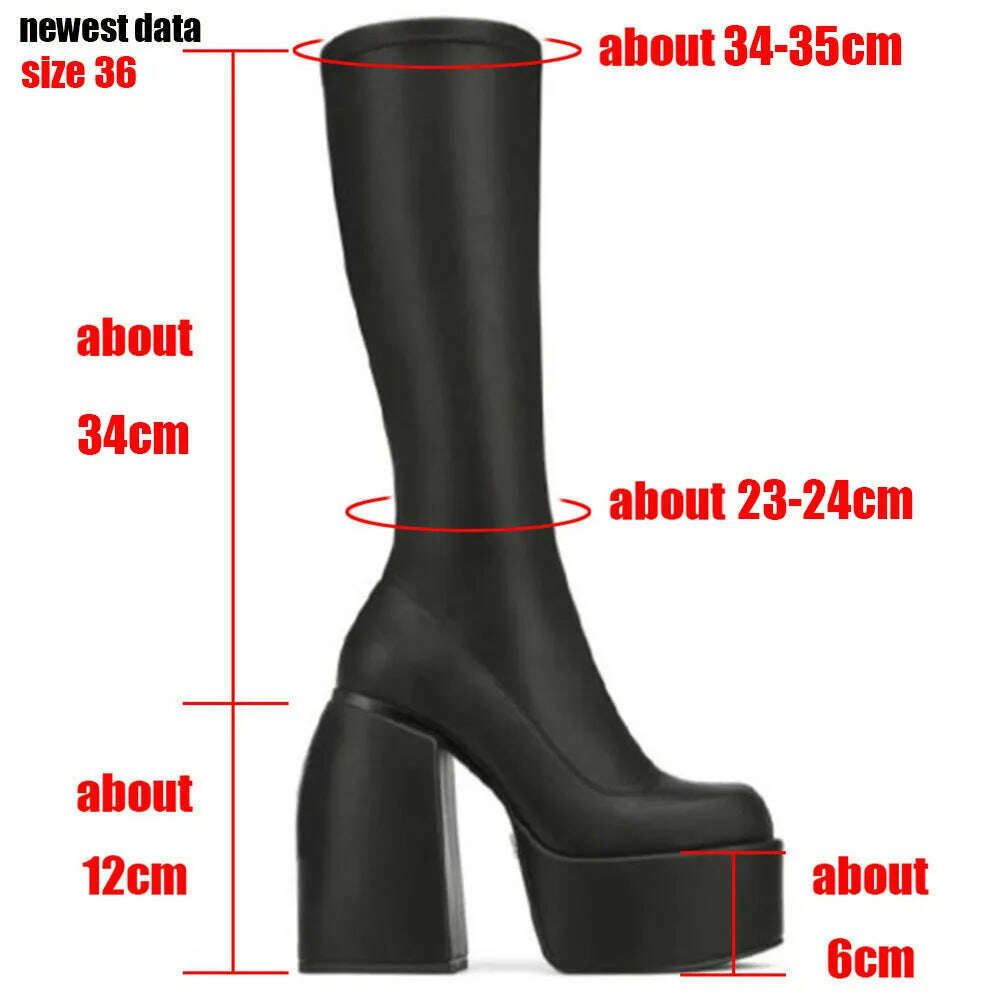Plus Size 48 Brand New Ladies Platform Thigh High Boots Fashion Thick High Heels Over The Knee Boots Women Party Shoes Woman - KIMLUD