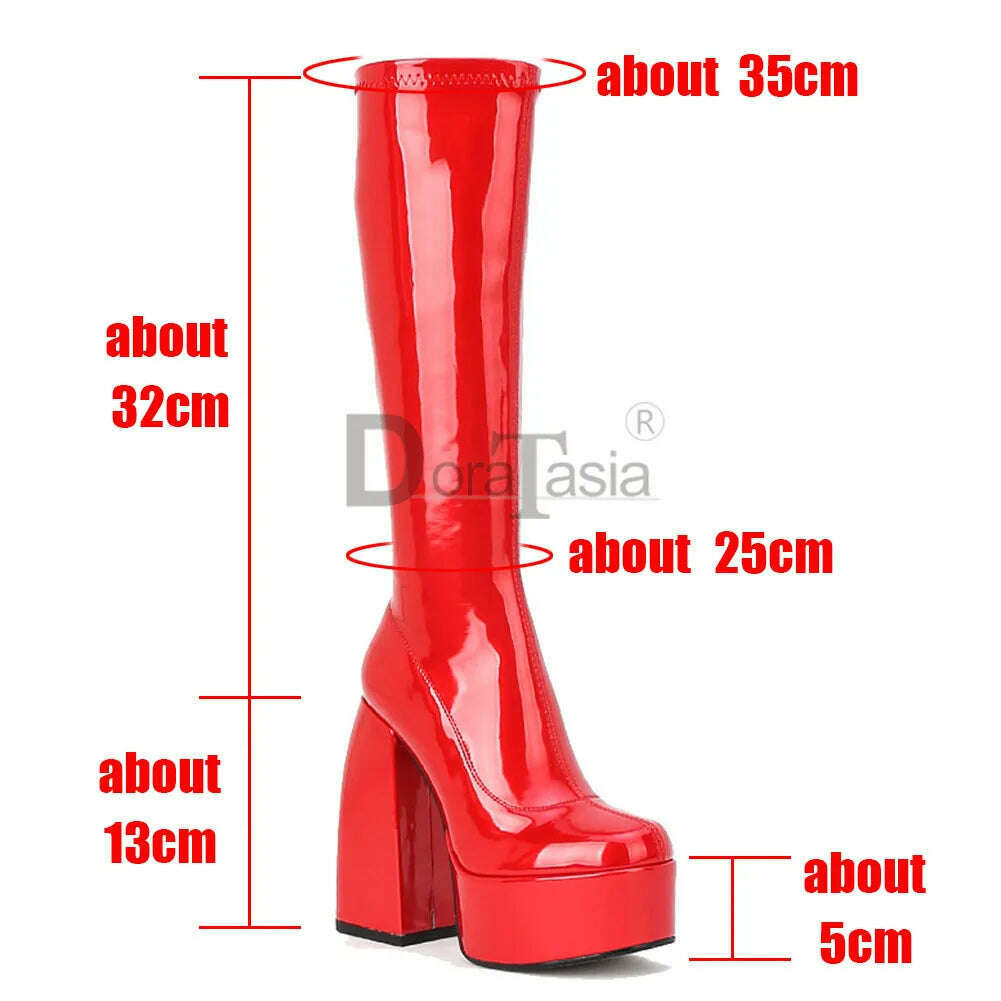 Plus Size 48 Brand New Ladies Platform Thigh High Boots Fashion Thick High Heels Over The Knee Boots Women Party Shoes Woman - KIMLUD