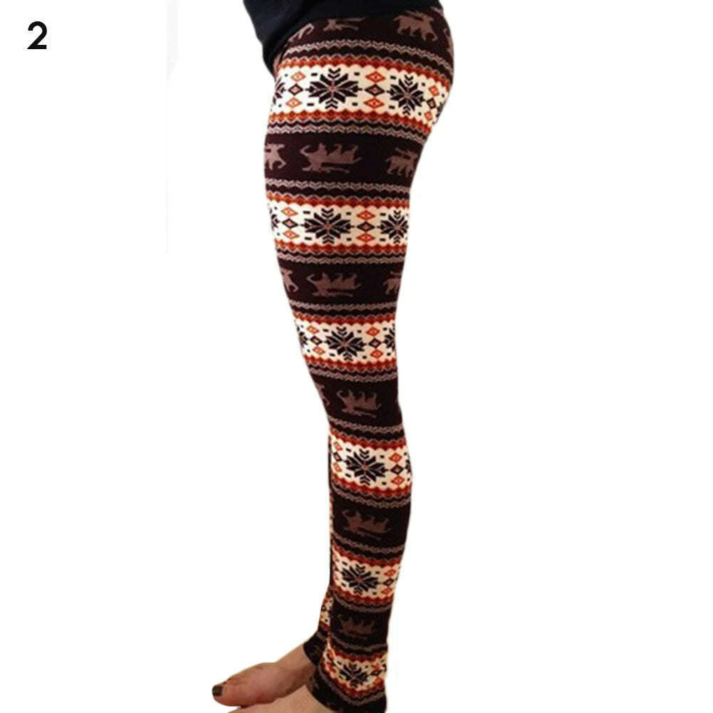 KIMLUD, Plus Size Winter Christmas Leggings Women&#39;s High Waist Floral/Elk Printed Long Pants Trousers Thermo Warm Elastic Slim Soft Pant, 2 / One Size, KIMLUD Women's Clothes