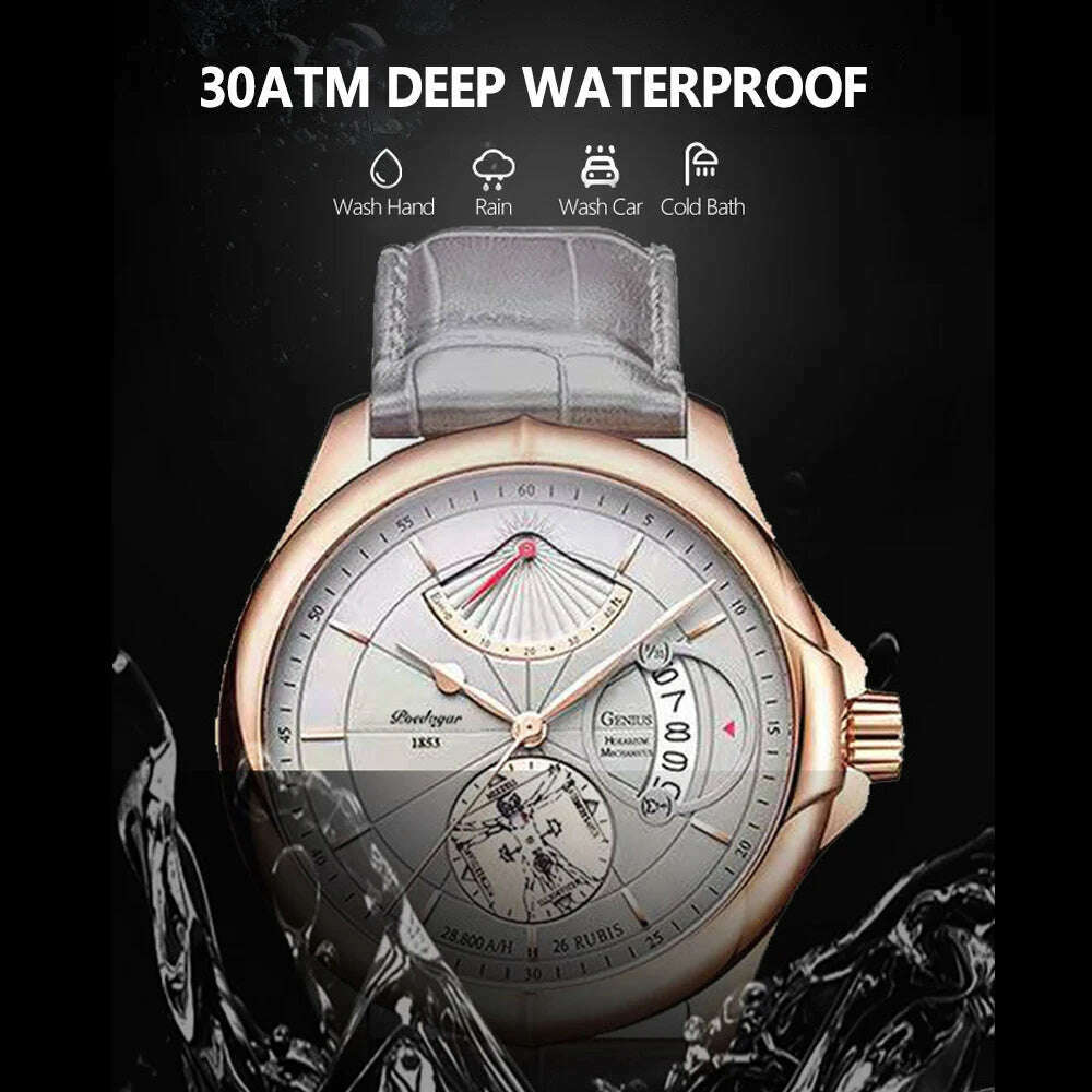 KIMLUD, POEDAGAR Luxury Business Man Wristwatch Waterproof Luminous Date Week Men Watch For Men Quartz Clock Leather Men's Watches reloj, KIMLUD Womens Clothes