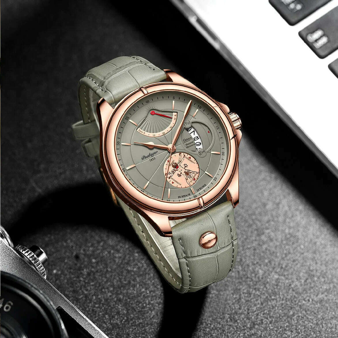 KIMLUD, POEDAGAR Luxury Business Man Wristwatch Waterproof Luminous Date Week Men Watch For Men Quartz Clock Leather Men's Watches reloj, KIMLUD Womens Clothes