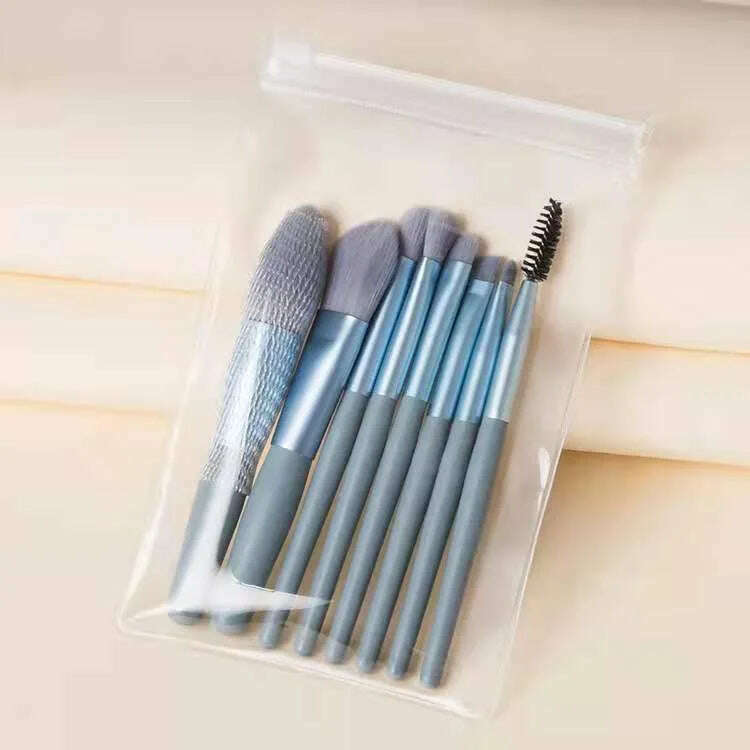 KIMLUD, Portable 8Pcs Eyeshadow Foundation Blending Makeup Brush Soft Fluffy Cosmetics Concealer Makeup Brush Professional Make Up Tool, blue in bags / CHINA, KIMLUD Women's Clothes