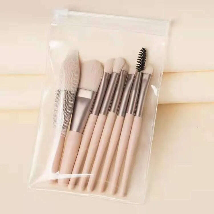 KIMLUD, Portable 8Pcs Eyeshadow Foundation Blending Makeup Brush Soft Fluffy Cosmetics Concealer Makeup Brush Professional Make Up Tool, apricot in bags / CHINA, KIMLUD Women's Clothes