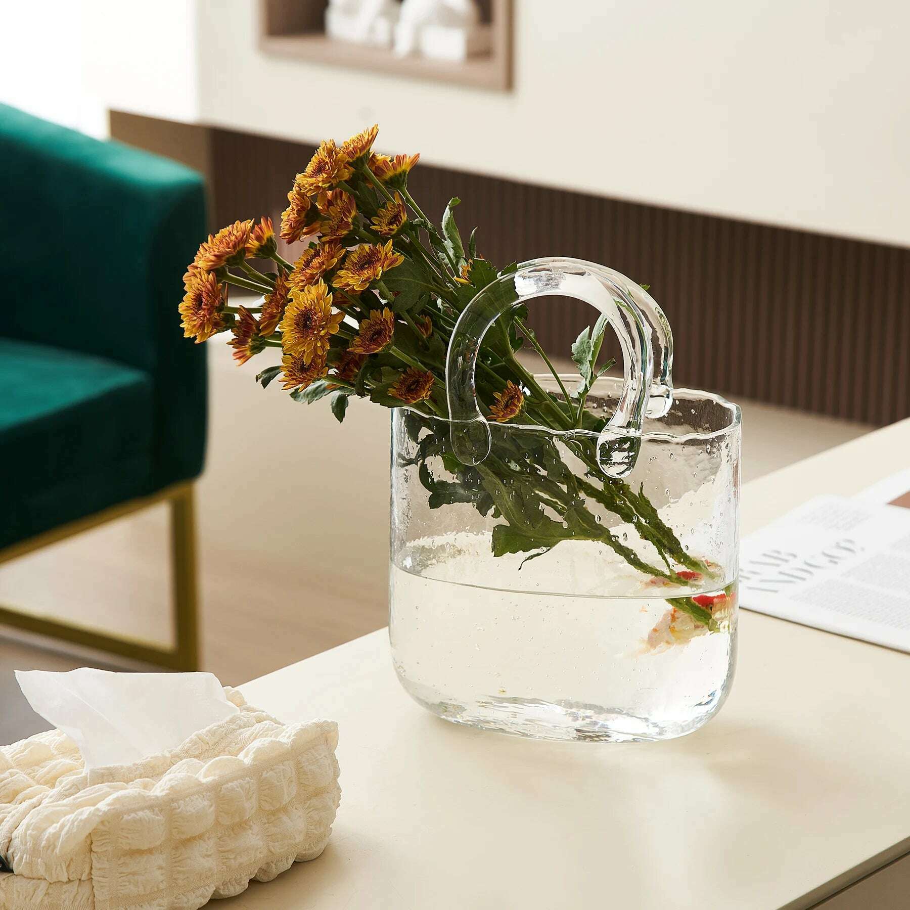 KIMLUD, Portable Glass Flower Vase Creative Fish Tank for Goldfish Beautiful Home Desktop Decoration Practical Vase LivingRoom Decor, KIMLUD Womens Clothes