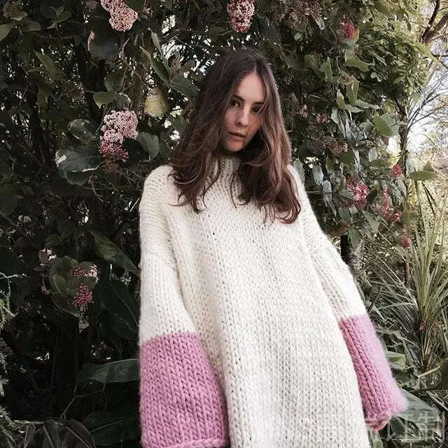Autumn and winter style sleeveless loose length Australian pure wool woolen dress for women with hand made custom large thick th - KIMLUD