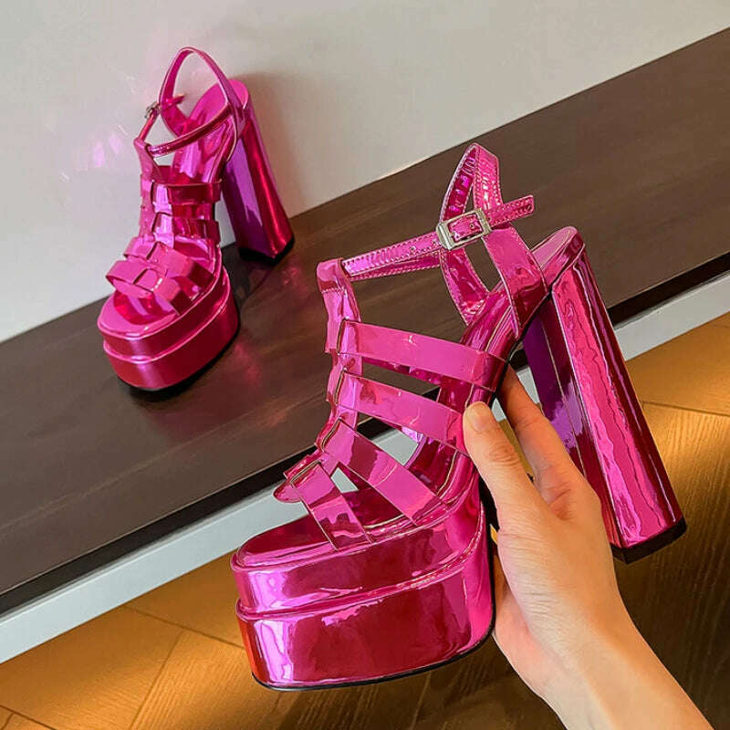 2022 Ladies High Heels Double Waterproof Platform Sandals for Women Luxury Brand Designer Summer Party Chunky Pumps and Shoes - KIMLUD