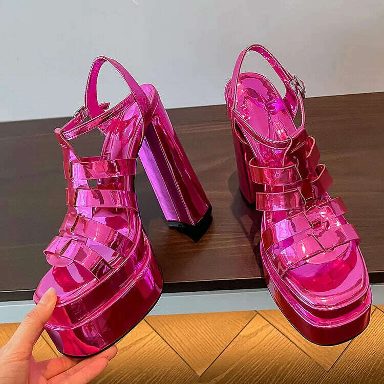 2022 Ladies High Heels Double Waterproof Platform Sandals for Women Luxury Brand Designer Summer Party Chunky Pumps and Shoes - KIMLUD