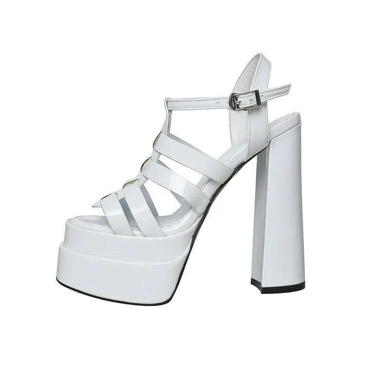 KIMLUD, 2022 Ladies High Heels Double Waterproof Platform Sandals for Women Luxury Brand Designer Summer Party Chunky Pumps and Shoes, White / 33, KIMLUD Women's Clothes