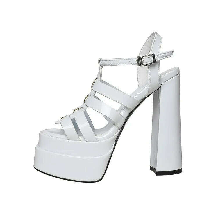 2022 Ladies High Heels Double Waterproof Platform Sandals for Women Luxury Brand Designer Summer Party Chunky Pumps and Shoes - KIMLUD