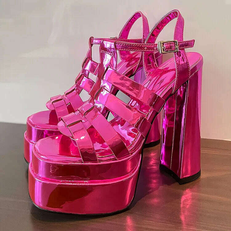 2022 Ladies High Heels Double Waterproof Platform Sandals for Women Luxury Brand Designer Summer Party Chunky Pumps and Shoes - KIMLUD