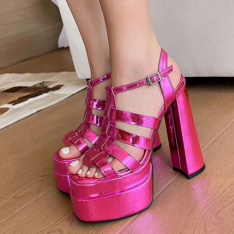 2022 Ladies High Heels Double Waterproof Platform Sandals for Women Luxury Brand Designer Summer Party Chunky Pumps and Shoes - KIMLUD