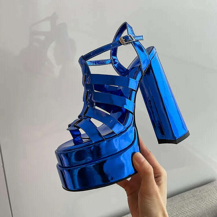 2022 Ladies High Heels Double Waterproof Platform Sandals for Women Luxury Brand Designer Summer Party Chunky Pumps and Shoes - KIMLUD