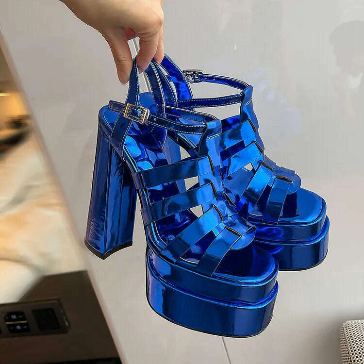 2022 Ladies High Heels Double Waterproof Platform Sandals for Women Luxury Brand Designer Summer Party Chunky Pumps and Shoes - KIMLUD