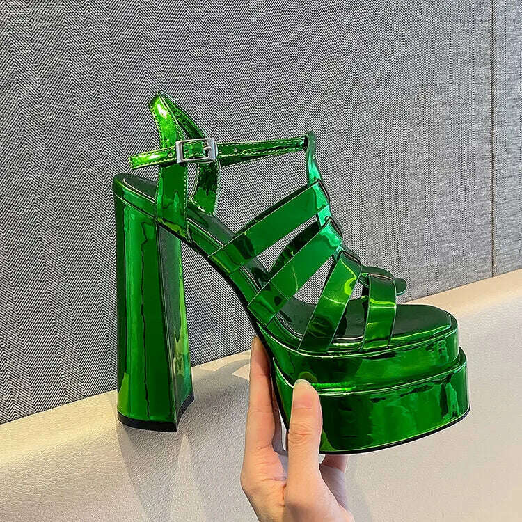 2022 Ladies High Heels Double Waterproof Platform Sandals for Women Luxury Brand Designer Summer Party Chunky Pumps and Shoes - KIMLUD