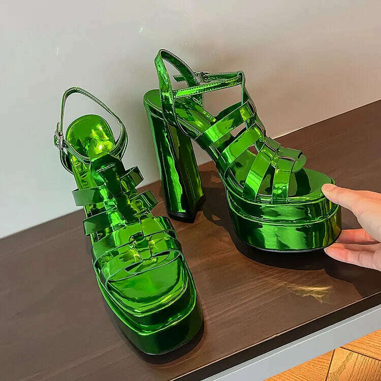2022 Ladies High Heels Double Waterproof Platform Sandals for Women Luxury Brand Designer Summer Party Chunky Pumps and Shoes - KIMLUD
