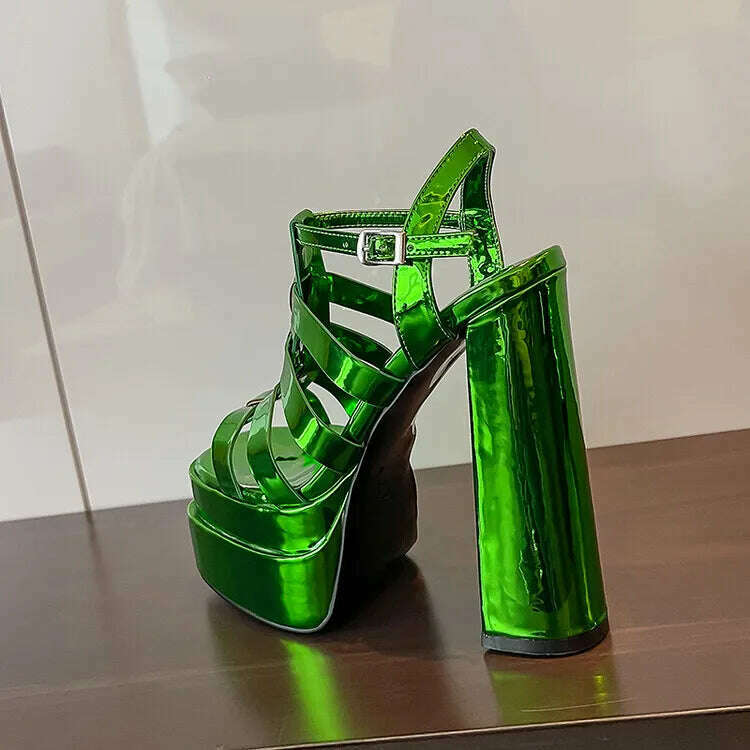2022 Ladies High Heels Double Waterproof Platform Sandals for Women Luxury Brand Designer Summer Party Chunky Pumps and Shoes - KIMLUD