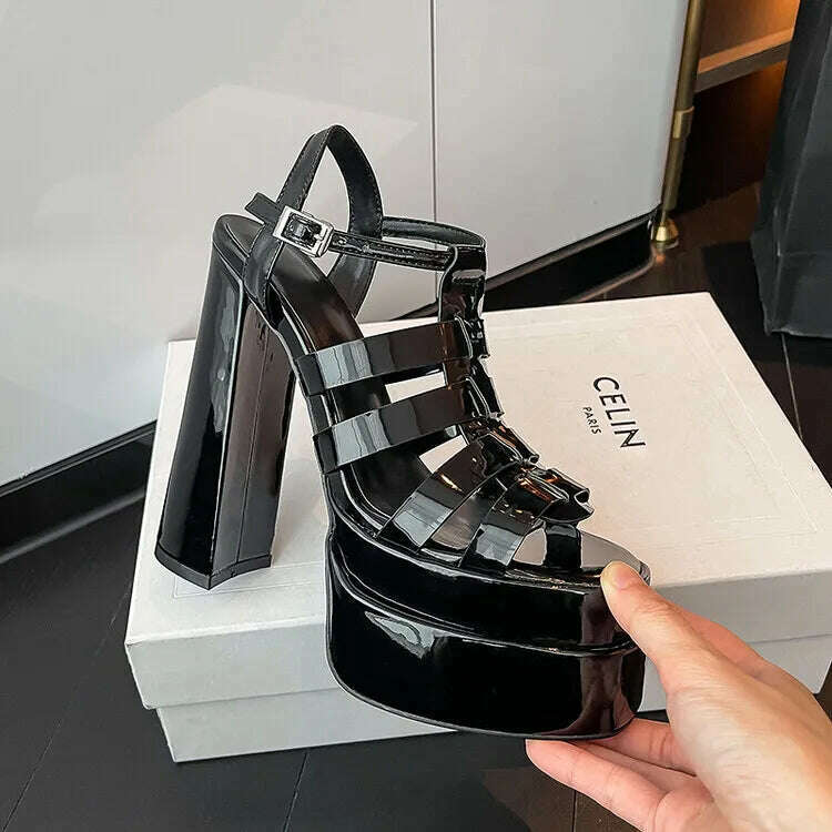 2022 Ladies High Heels Double Waterproof Platform Sandals for Women Luxury Brand Designer Summer Party Chunky Pumps and Shoes - KIMLUD