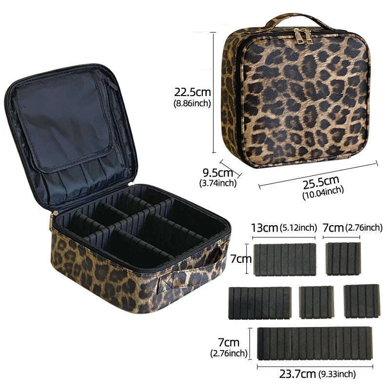 KIMLUD, 2022 New High Quality Professional Makeup  Case For Women With Compartments PU Leather Waterproof Travel Large Capacity Storage, XS PU Leopard / CHINA, KIMLUD Womens Clothes