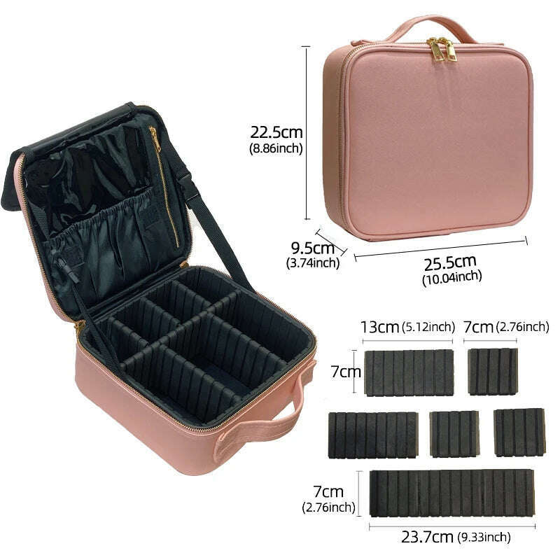KIMLUD, 2022 New High Quality Professional Makeup  Case For Women With Compartments PU Leather Waterproof Travel Large Capacity Storage, XS PU Pink / CHINA, KIMLUD Womens Clothes