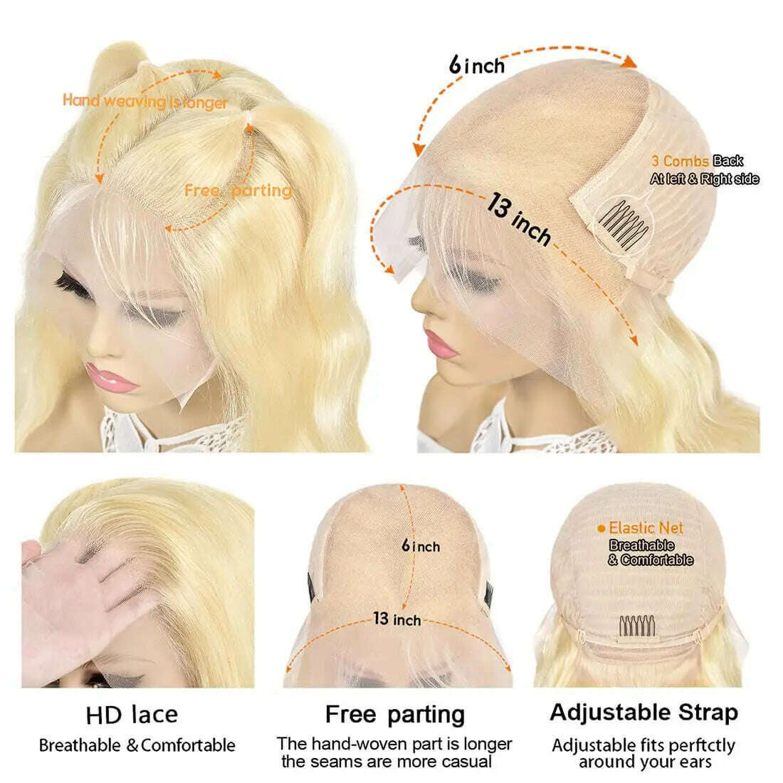 KIMLUD, 30 Inch 613 Honey Blonde Body Wave 13x6 HD Transparent Lace Frontal Wigs Brazilian Human Hair 180% Density Water Wave For Women, KIMLUD Womens Clothes