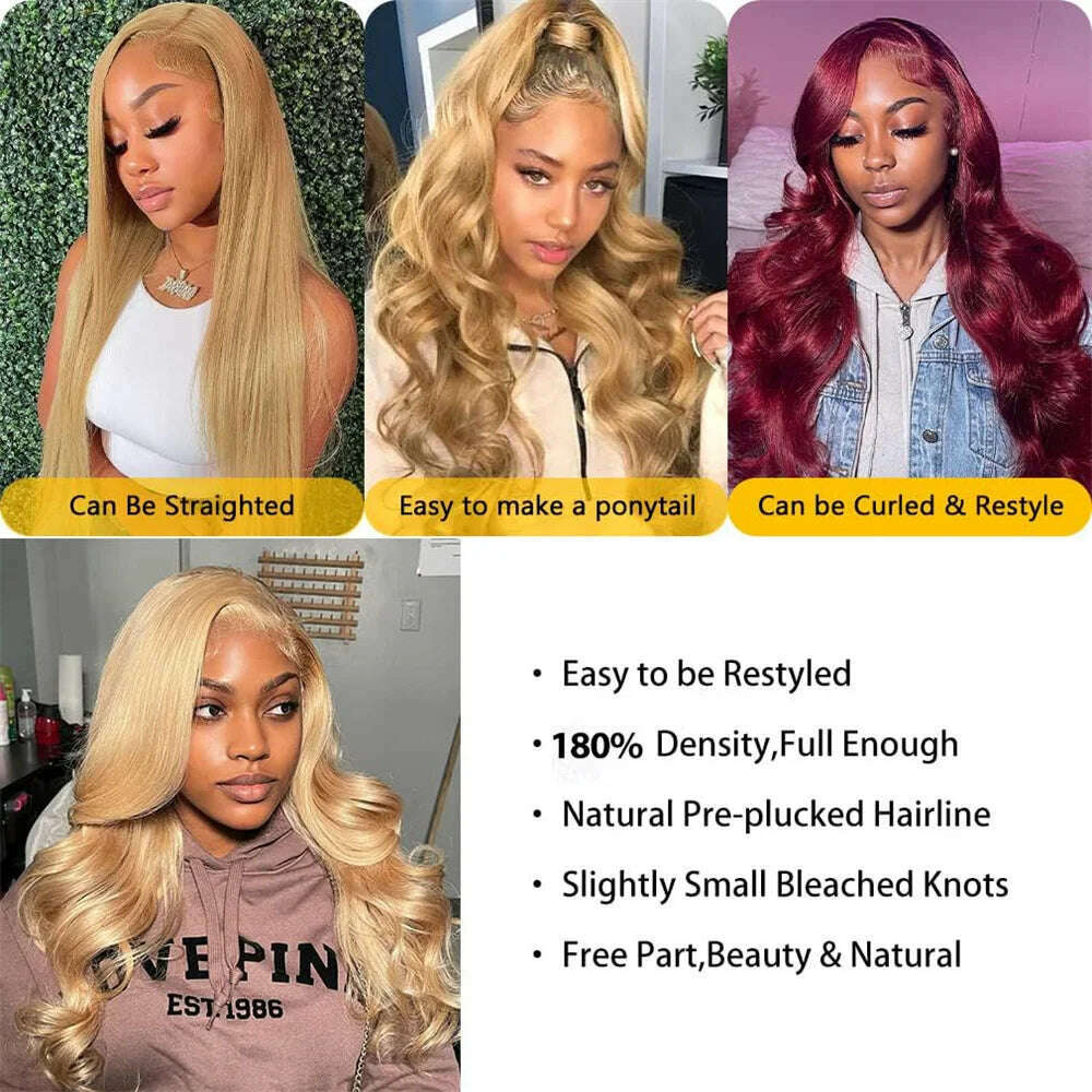 KIMLUD, 30 Inch Honey Blonde Lace Front Wig Human Hair 27# Colored Human Hair 13x4 Body Wave Glueless Lace Front Wigs Human Hair, KIMLUD Womens Clothes